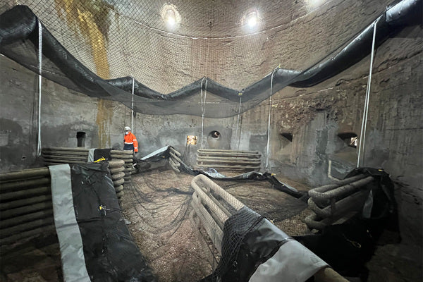 Oppblåsbart sikkerhetsnett system