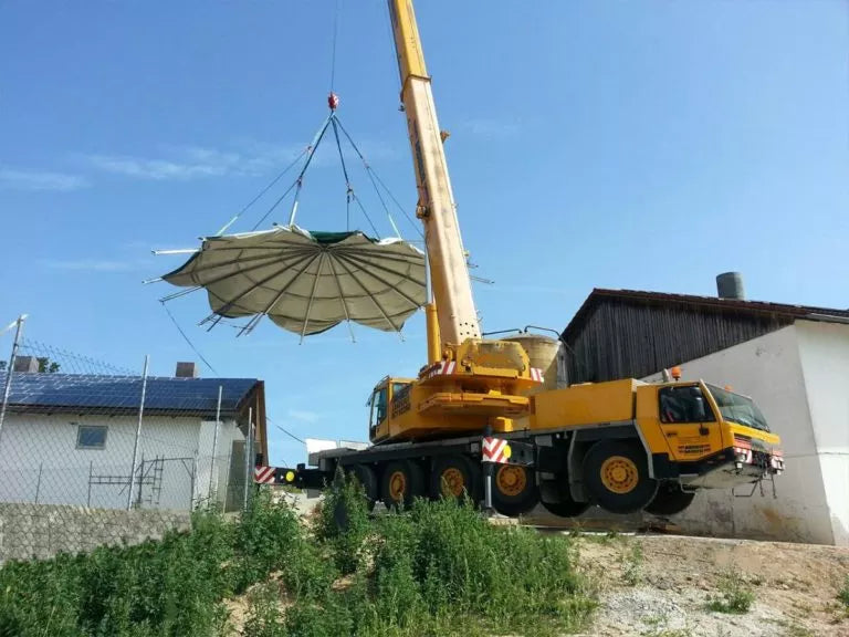 Tank overdekning for husdyr gjødsel frittstående uten senterstøtte