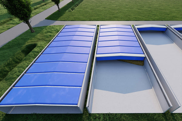 Oppblåsbart trekkspill tak for kar