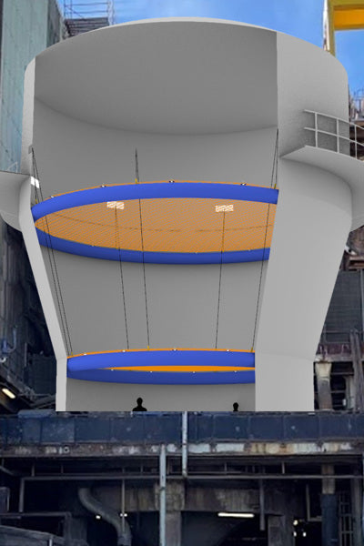 Oppblåsbart sikkerhetsnett system