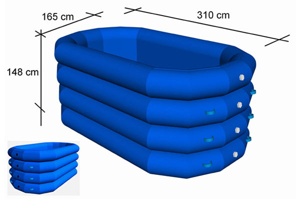 Oppblåsbart bad for behandling av storfe
